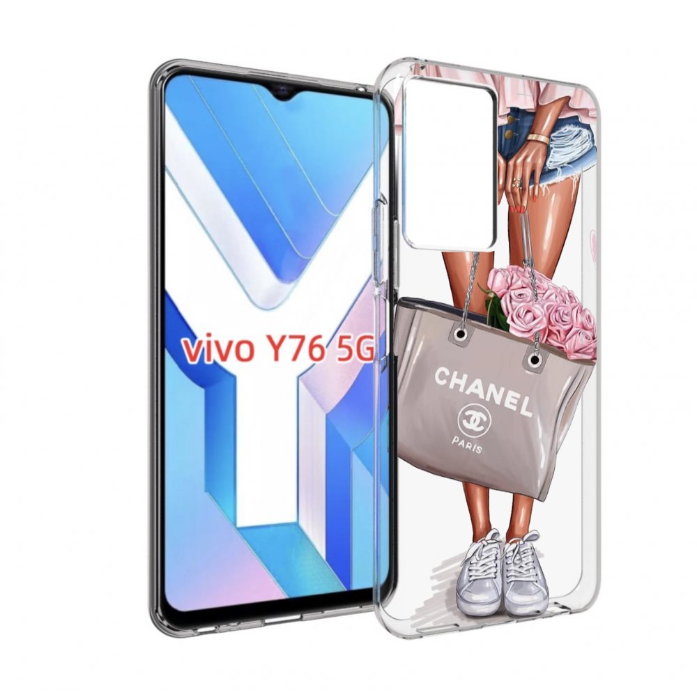 Чехол MyPads Девушка-с-сумкой женский для Vivo Y76 5G