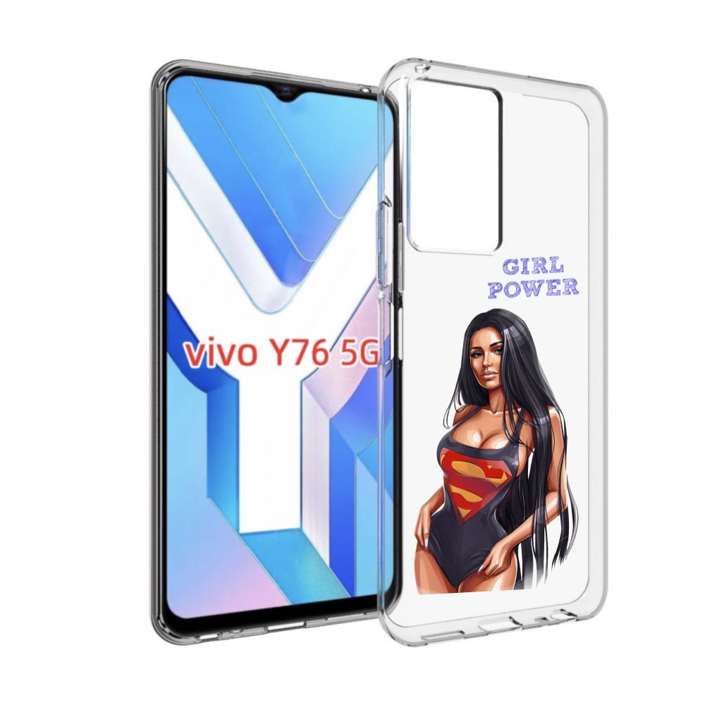 

Чехол MyPads Девушка-супермен женский для Vivo Y76 5G, Прозрачный, Tocco