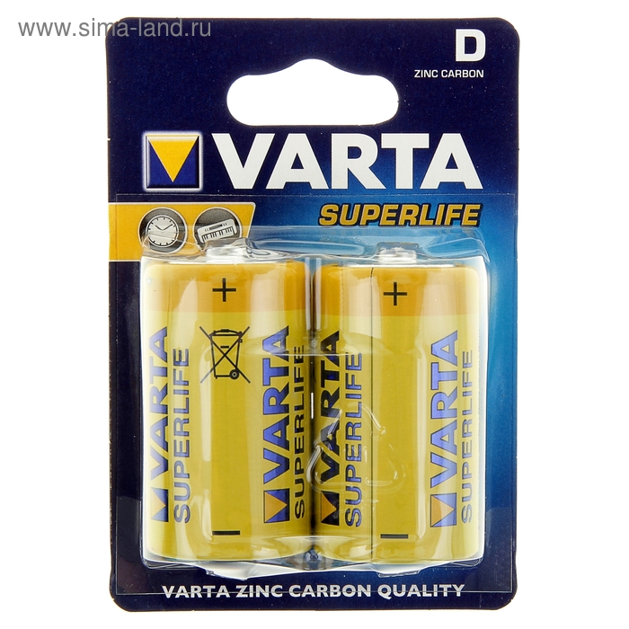 Батарейка солевая Varta SUPER LIFE D набор 2 шт