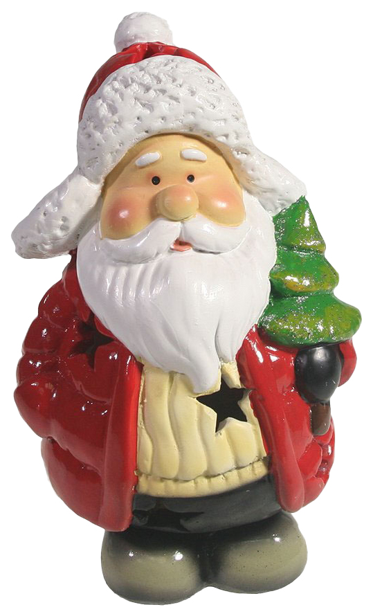 Фигура декоративная со светодиодом Санта с елочкой в пуховике