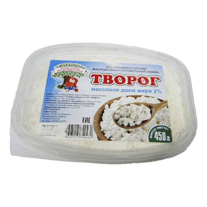 

Творог Молочные продукты Пушкиногорья 2,0% 450 г