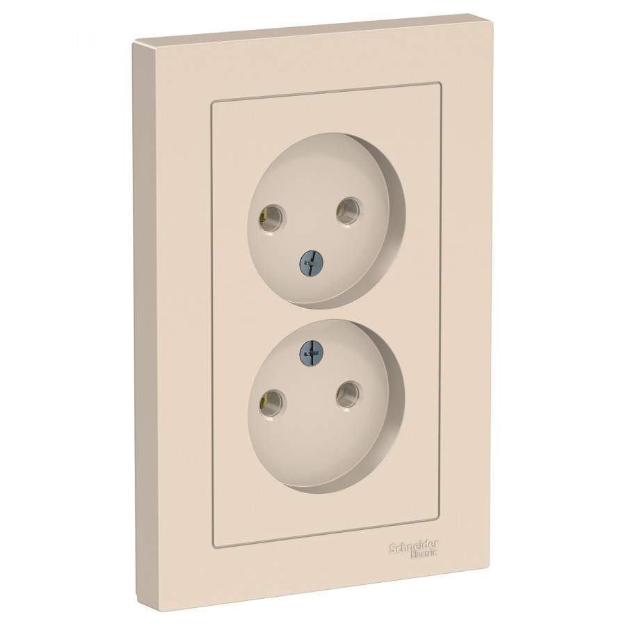 Розетка Schneider Electric Atlas Design, 2-мест., арт. 662417, СУ, бежевый, 3 шт. ferplast atlas 10 trendy v 1 переноска для животных