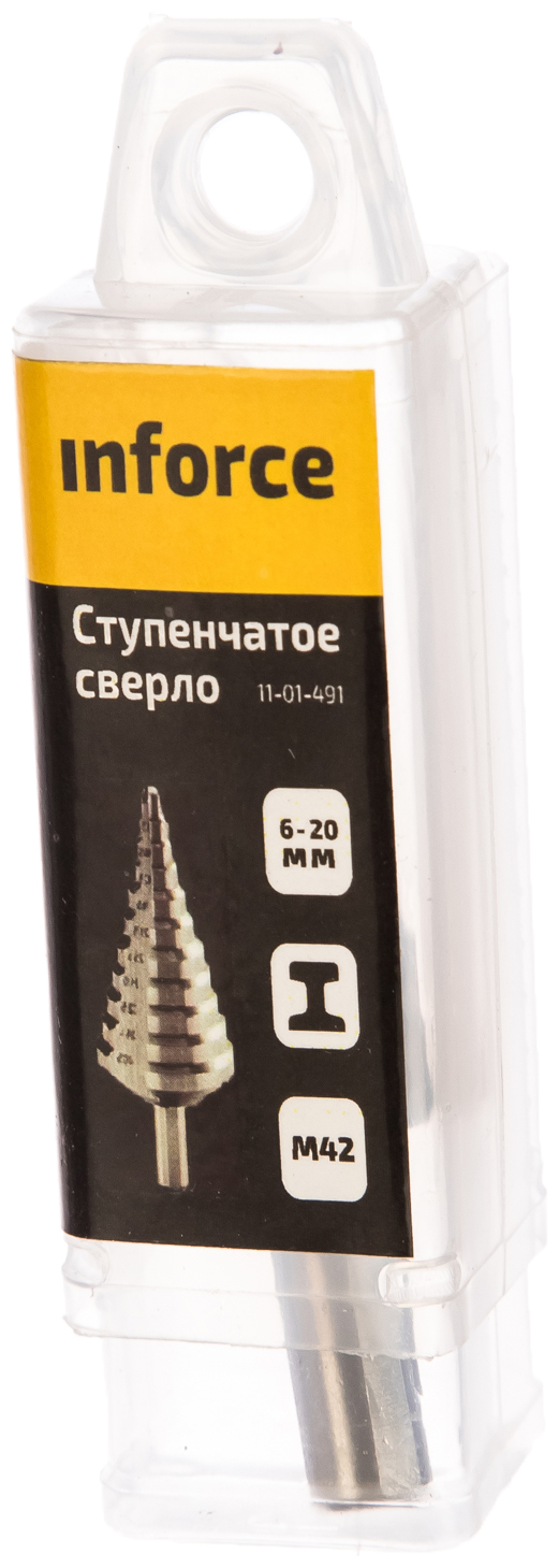 bosch сверло ступенчатое hss tin 4 20 мм шаг ступени 4 мм хвостовик 1 4 Сверло ступенчатое (6-20 мм; M42) Inforce 11-01-491