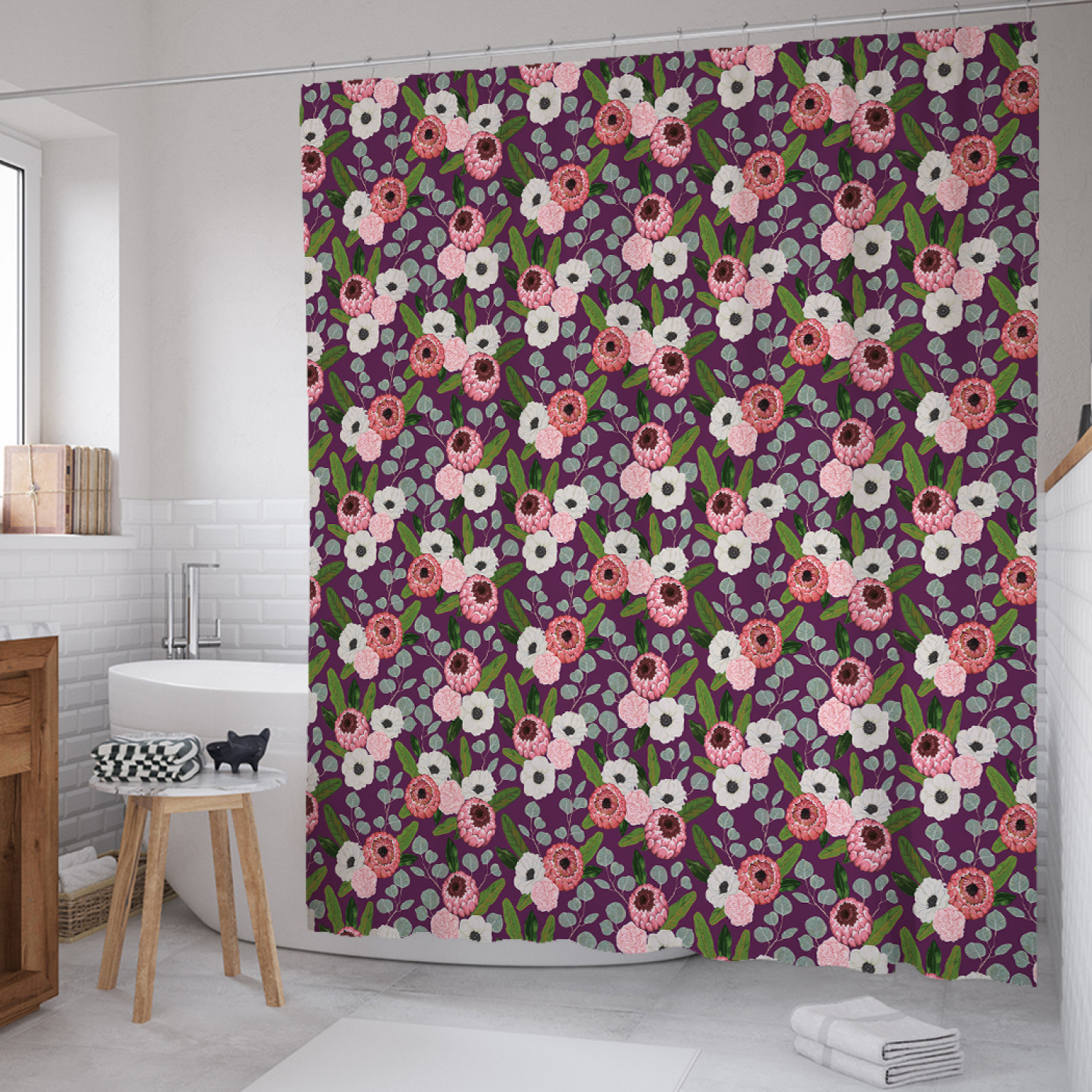 

Штора для ванной JoyArty "Букет с бессмертником" из сатена, 180х200 см с крючками, Розовый, Букет с бессмертником