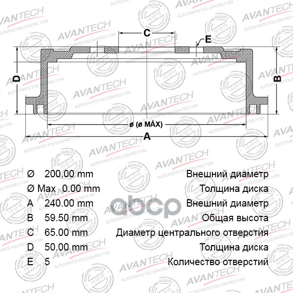 Барабан Тормозной Avantech AVANTECH арт. BR2809S