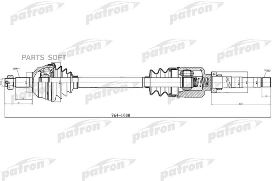 

Полуось правая 27x982x59x37 CITROEN: C8 02-\ PEUGEOT: 807 02- PATRON PDS0310