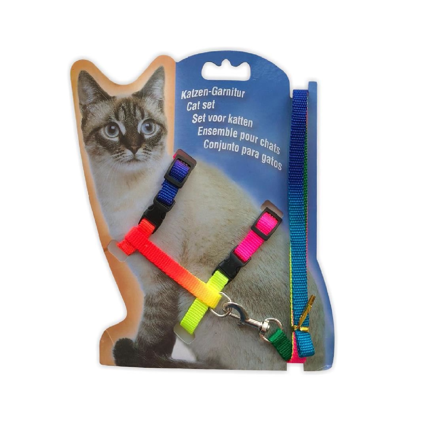 Шлейка с поводком для собак и кошек ZooWell, разноцветная, нейлон, 25-35 см