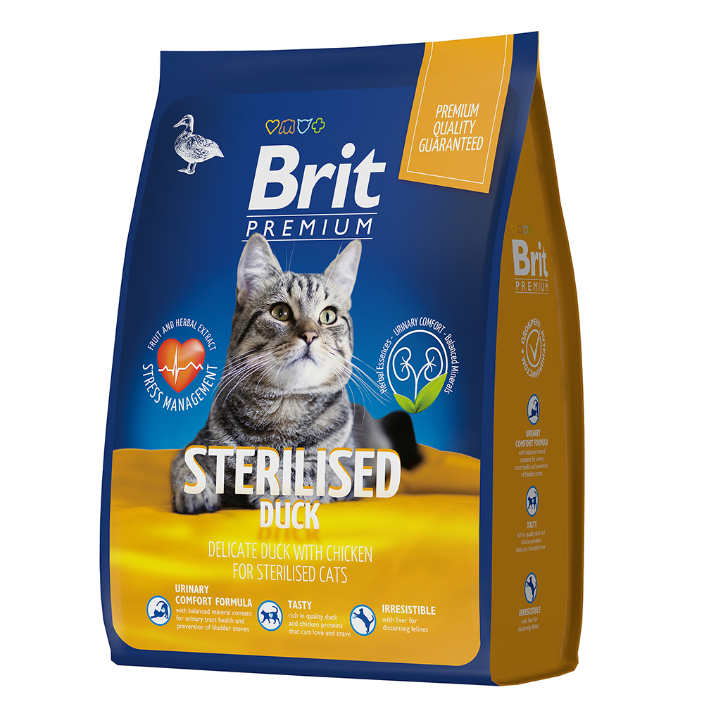 фото Сухой корм для стерилизованных кошек brit premium cat sterilized с уткой и курицей, 400г