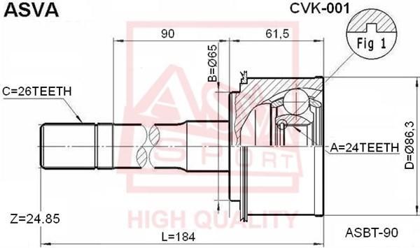 

ASVA CVK-001 ШРУС наружный 24x65x26 ()