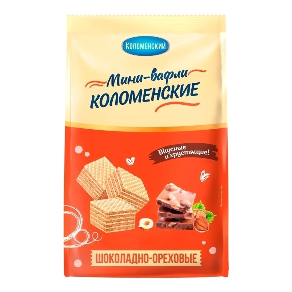 Мини-вафли Коломенский шоколадно-ореховые 200 г 79₽