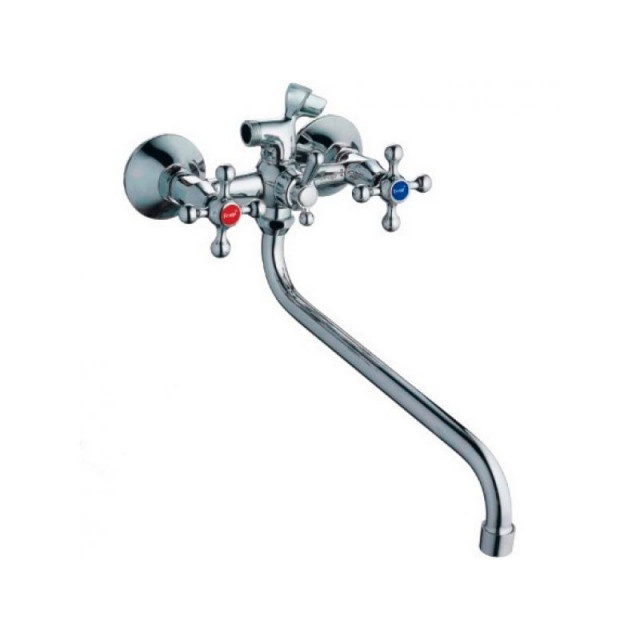 Смеситель для ванны FRAP F2212 с длинным изливом и шаровым переключателем в корпусе встраиваемый смеситель для ванны с душем frap f220131 с длинным изливом хром