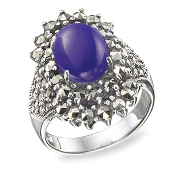 

Кольцо из серебра с марказитом/лазуритом искусственным р. 17 Марказит HR353, HR353_марказит, лазурит синт.