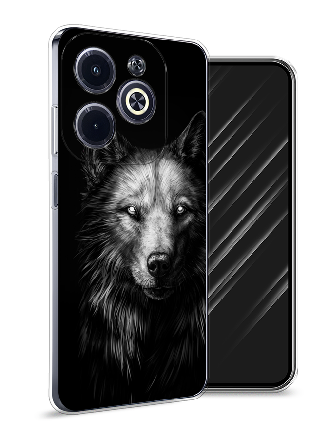 

Чехол Awog на Infinix Hot 40i "Волк черно белый", Серый;бежевый;белый, 3105450-1