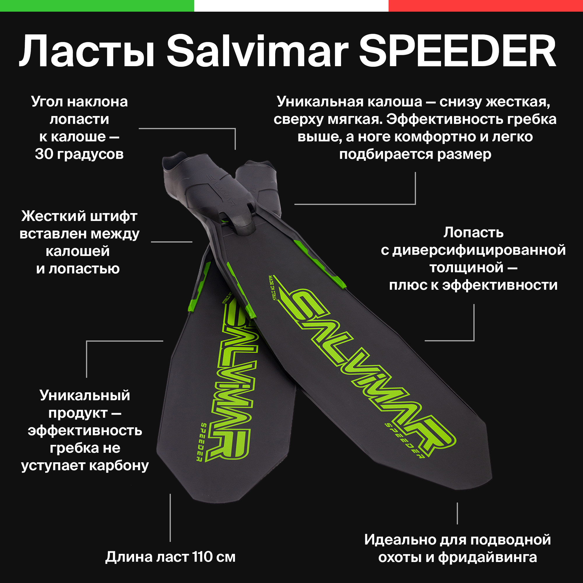 Ласты для подводной охоты и фридайвинга Salvimar SPEEDER, 39/40