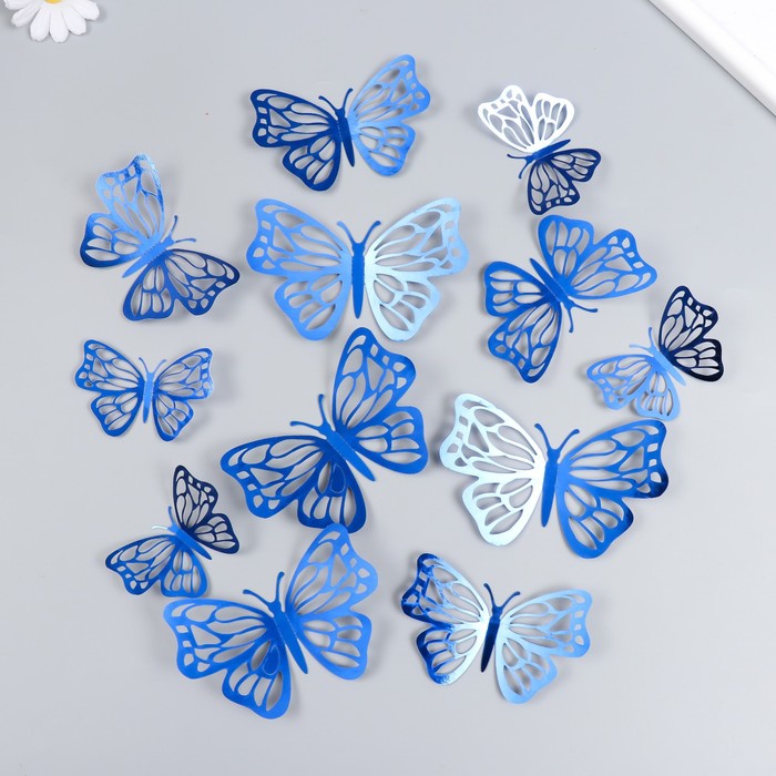 Наклейка PVC Бабочки, ярко-синий набор 12 шт 12 см, 10 см 8 см наклейка 3д интерьерная бабочки