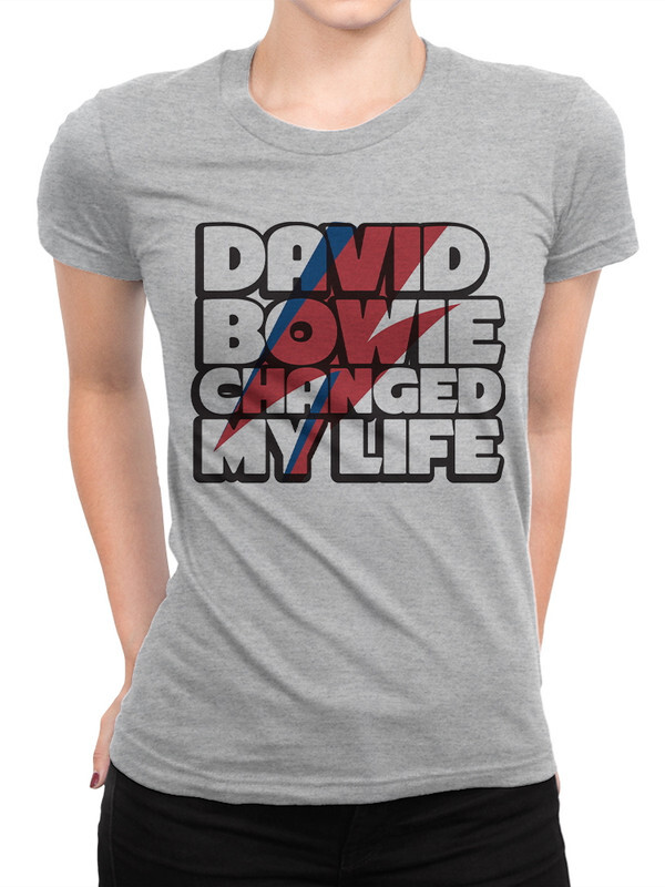 

Футболка женская Dream Shirts Дэвид Боуи Изменил Мою Жизнь серая 2XL, "Дэвид Боуи Изменил Мою Жизнь"