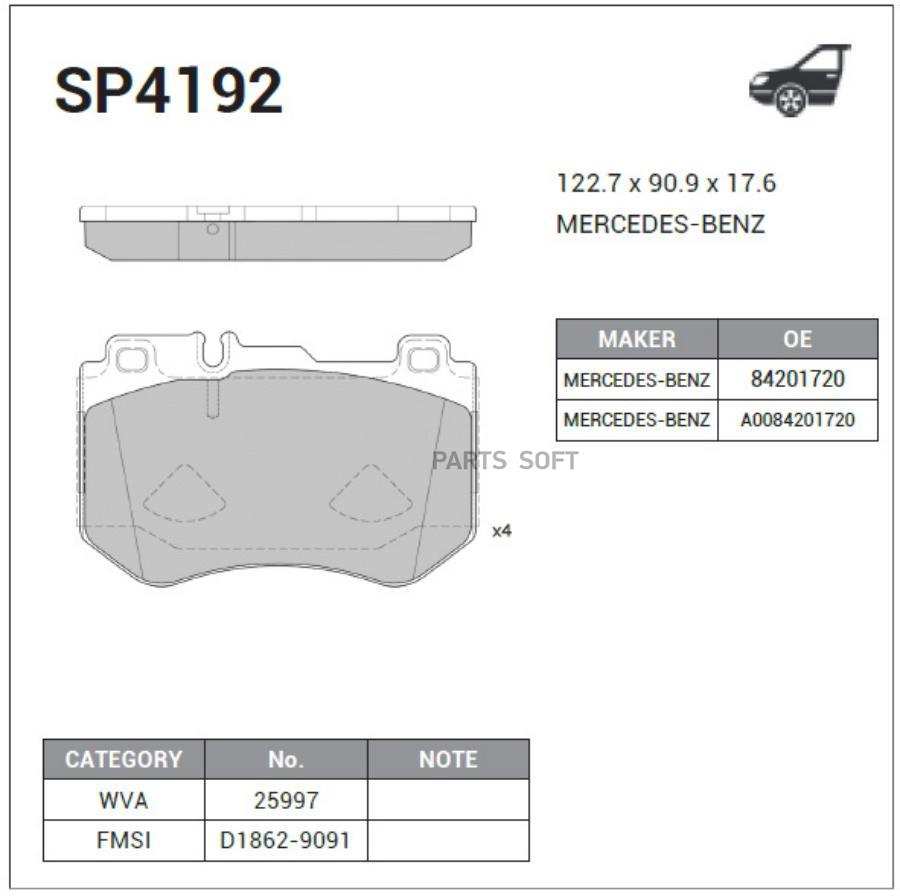 

Тормозные колодки Sangsin brake SP4192