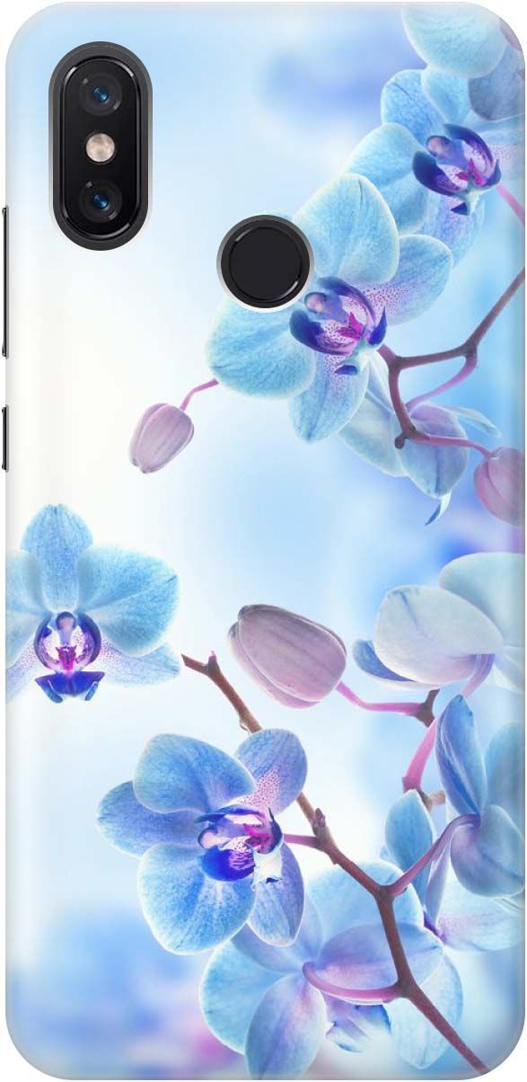 

Силиконовый чехол на Xiaomi Mi 8 "Голубые орхидеи", Голубой;серый, 1213