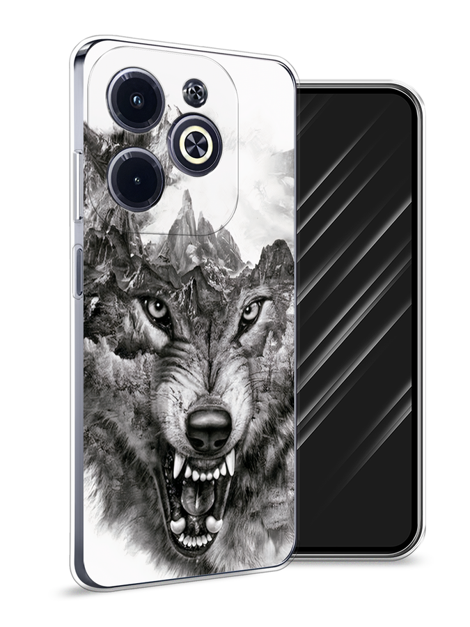 

Чехол Awog на Infinix Hot 40i "Волк в горах", Серый;белый;бежевый, 3105450-1