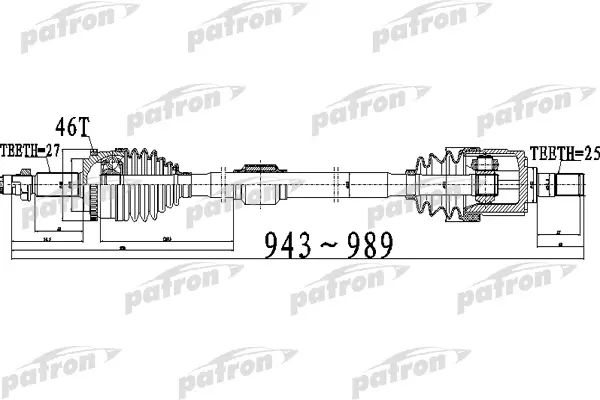 

Полуось передний мост справа 27X943X60X25 ABS:46T KIA CERATO [TD] 1,6 08 - PATRON PDS0512