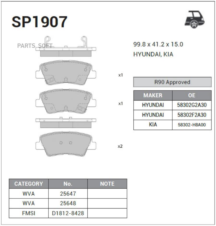 

Тормозные колодки Sangsin brake SP1907