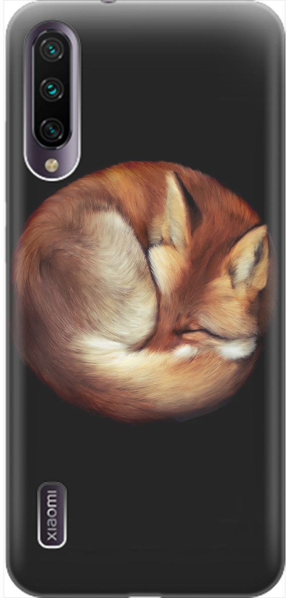 

Силиконовый чехол на Xiaomi Mi A3 "Спящая лиса", Оранжевый;черный, 2034