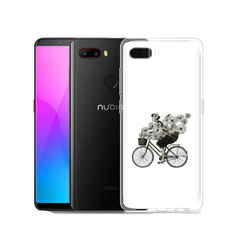 Чехол MyPads Tocco для ZTE Nubia Z18 девушка на велосипеде с цветами (PT115657.463.307)