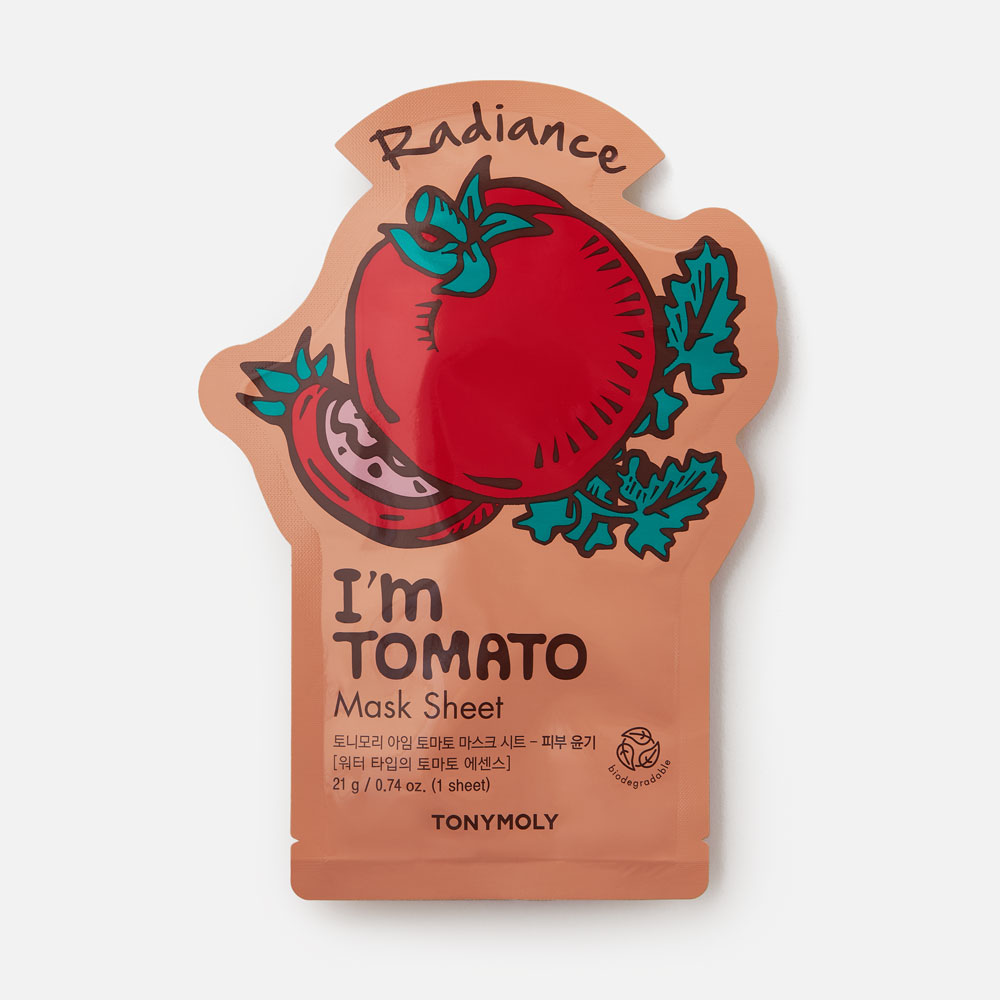 Маска для лица TONY MOLY I'm Tomato Mask Skin Glow тканевая, осветляющая 21 г