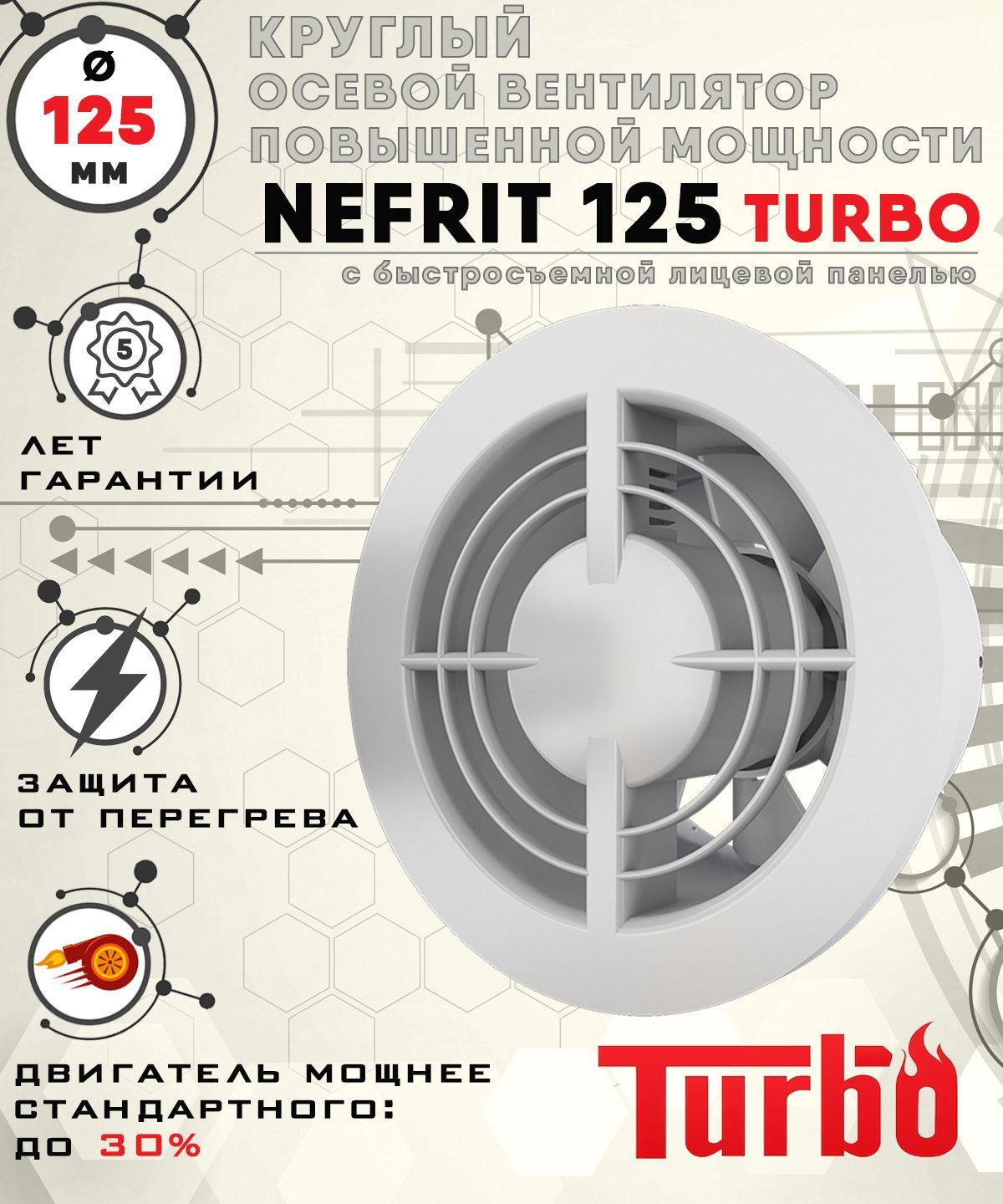 NEFRIT 125 TURBO вентилятор вытяжной диаметр 125 мм ZERNBERG