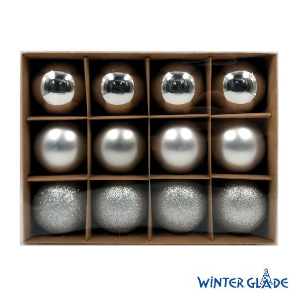 Шар на ель Winter Glade Микс пластик 116215-422331 12 шт серебристый 1110₽