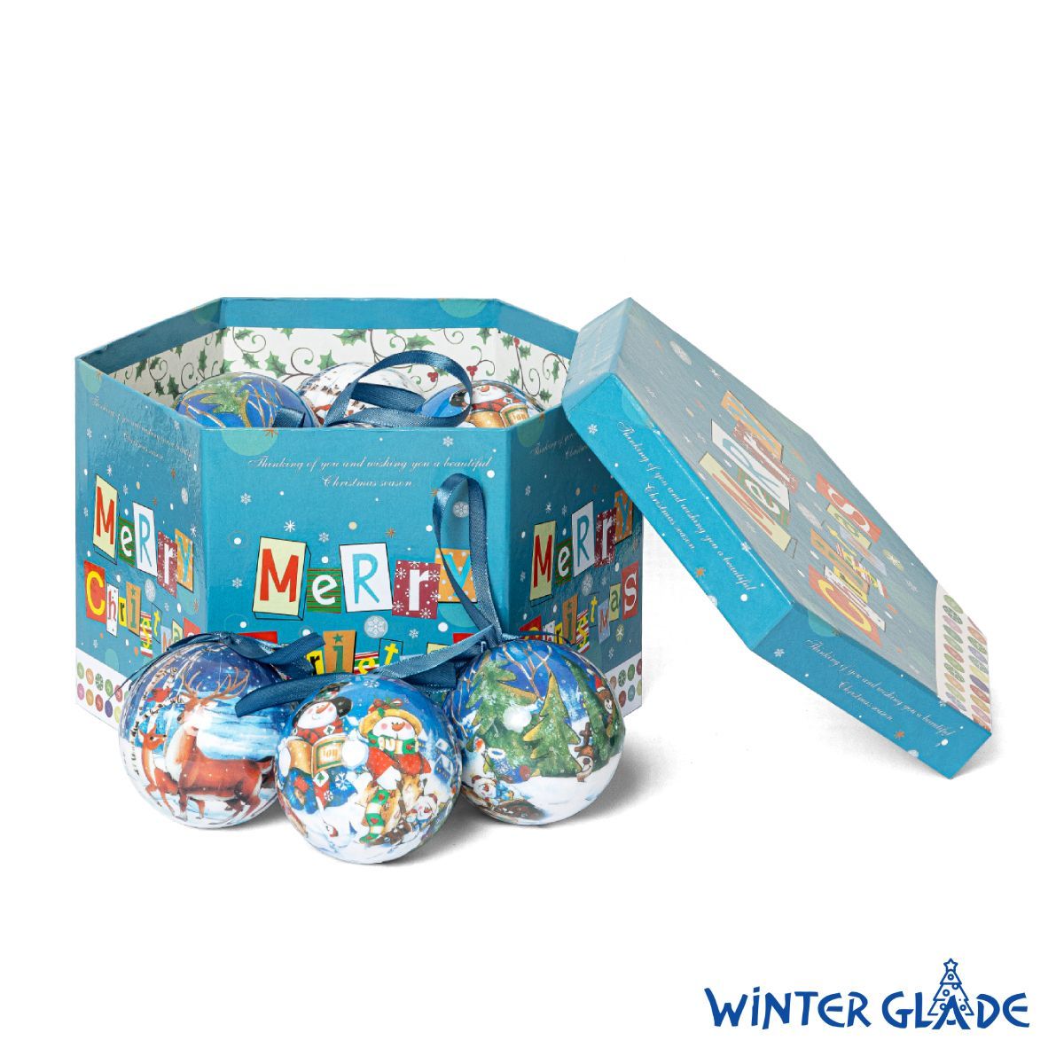 

Шар на ель Winter Glade Папье-маше 7514G077 14 шт. разноцветный, Папье-маше