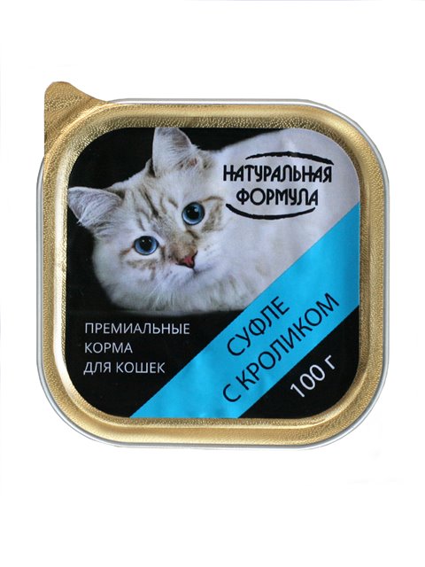 фото Влажный корм для кошек натуральная формула, кролик, 15шт, 100г