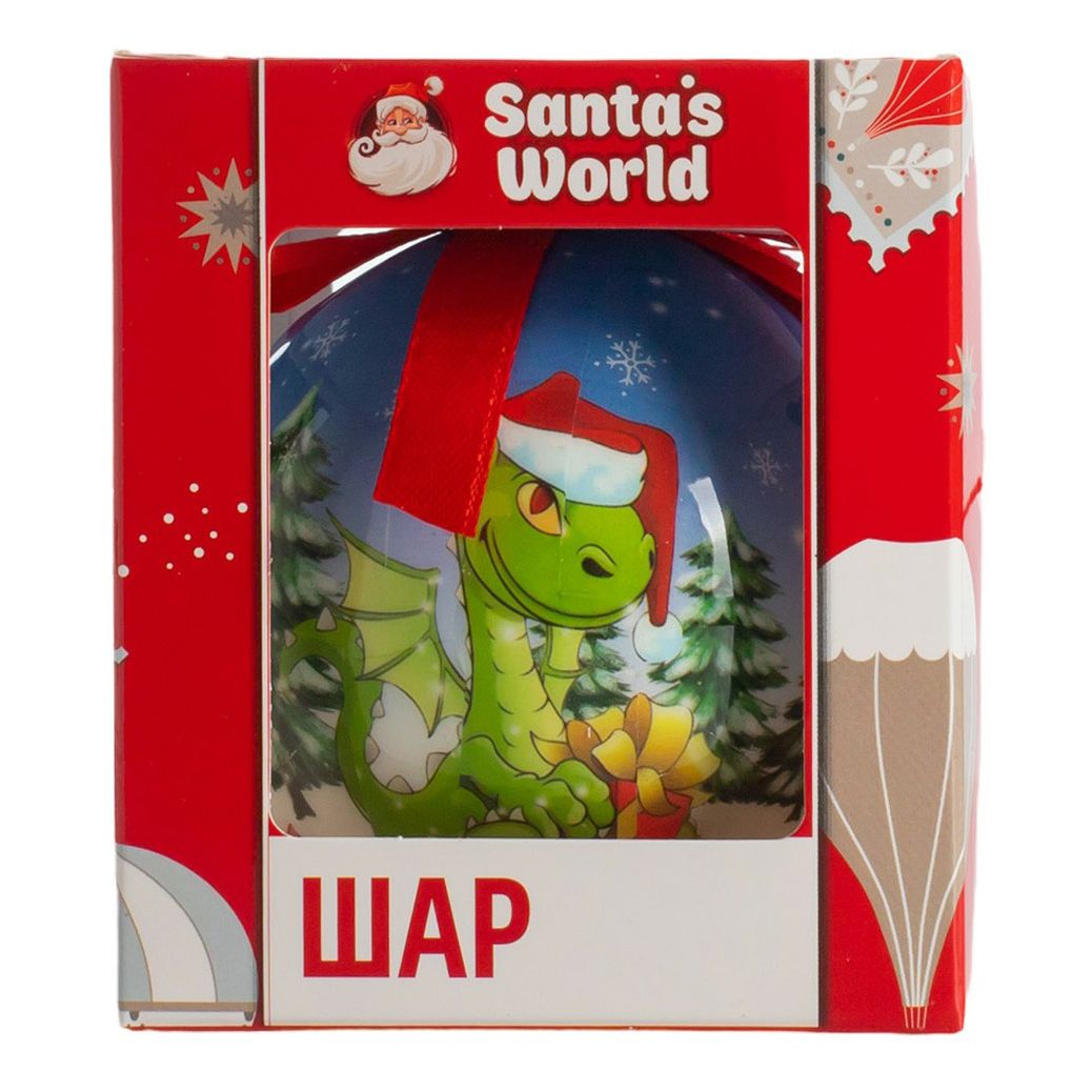 

Елочный шар Santa's World Дракон с елками 7,5 см, Разноцветный