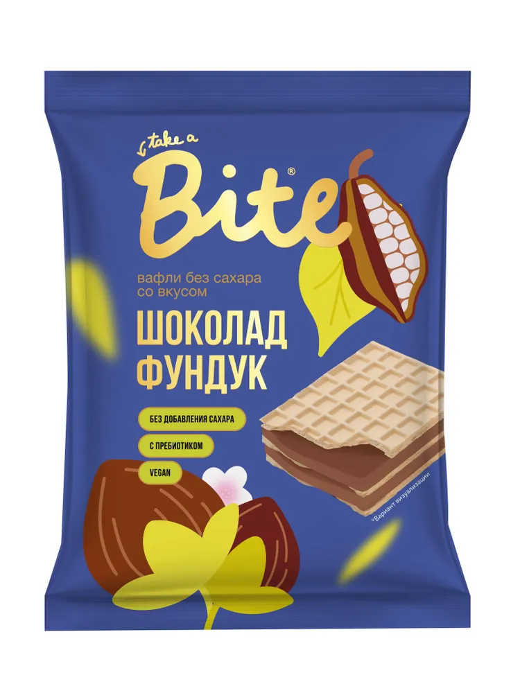 Вафли Take a Bite Шоколад - фундук без сахара, 30 г * 10 шт