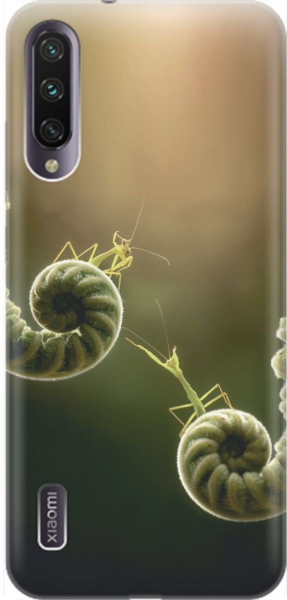 

Чехол на Xiaomi Mi A3/CC9e "Пара богомолов", Бежевый;зеленый, 1598