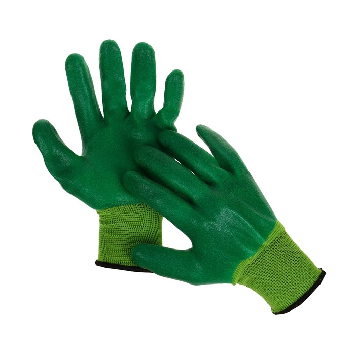 Greengo Перчатки нейлоновые, с двойным антивыскальзывающим нитриловым обливом, размер 10,