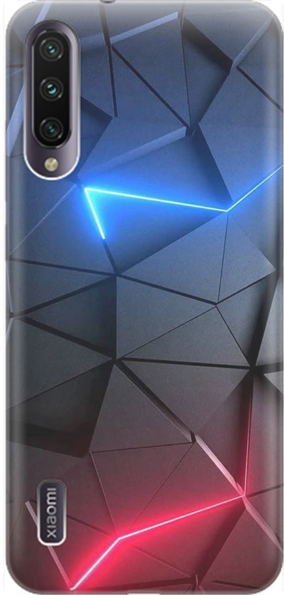 

Чехол на Xiaomi Mi A3 "Графитовые грани", Серый;синий, 1598