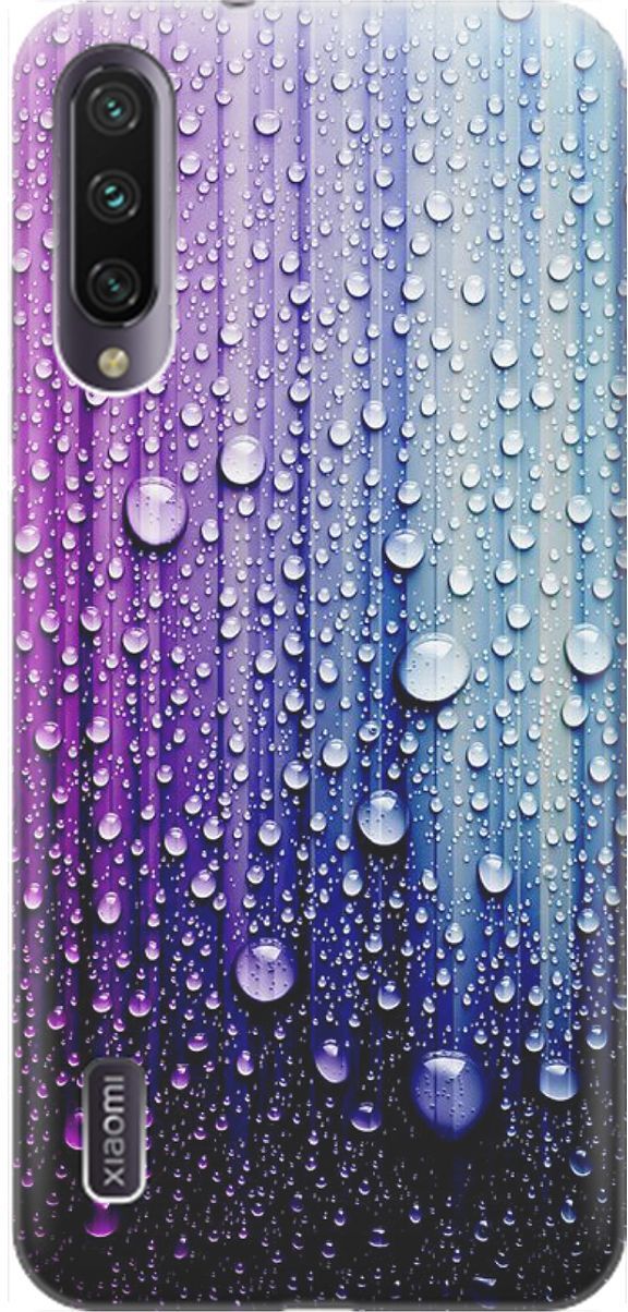 

Чехол на Xiaomi Mi A3 "Капли на голубом", Голубой;фиолетовый, 1598