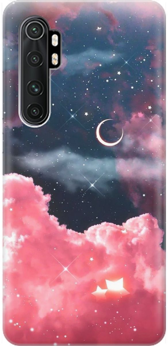 

Чехол на Xiaomi Mi Note 10 Lite "Месяц и розовые облака", Розовый;синий, 1600