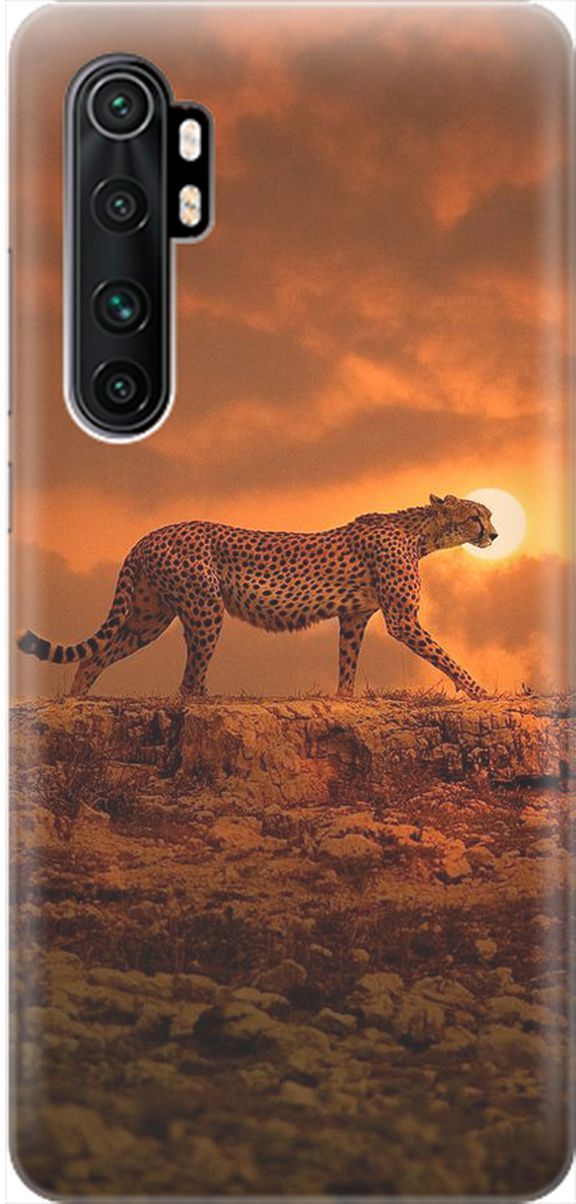 

Чехол на Xiaomi Mi Note 10 Lite "Закатный гепард", Коричневый;оранжевый, 2036