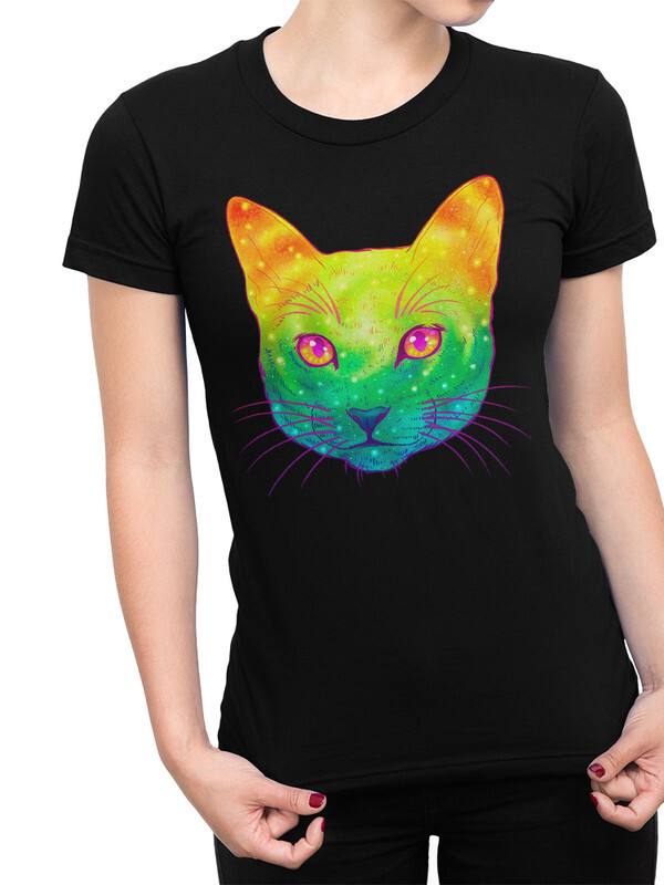 

Футболка женская Dream Shirts Психоделический Кот черная XS, Психоделический Кот