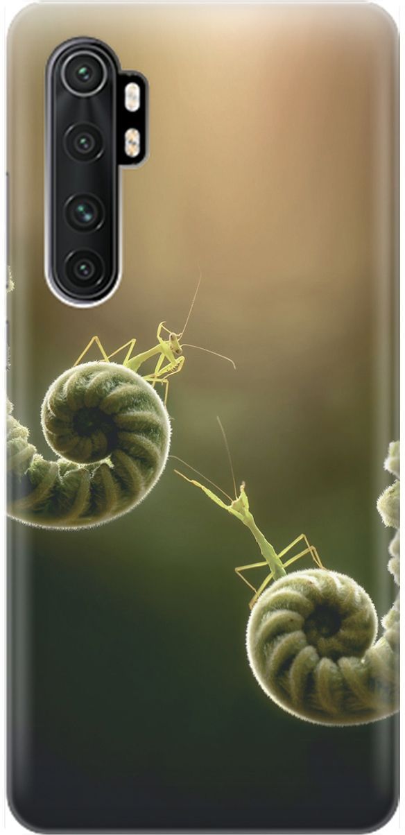

Чехол на Xiaomi Mi Note 10 Lite "Пара богомолов", Бежевый;зеленый, 1600