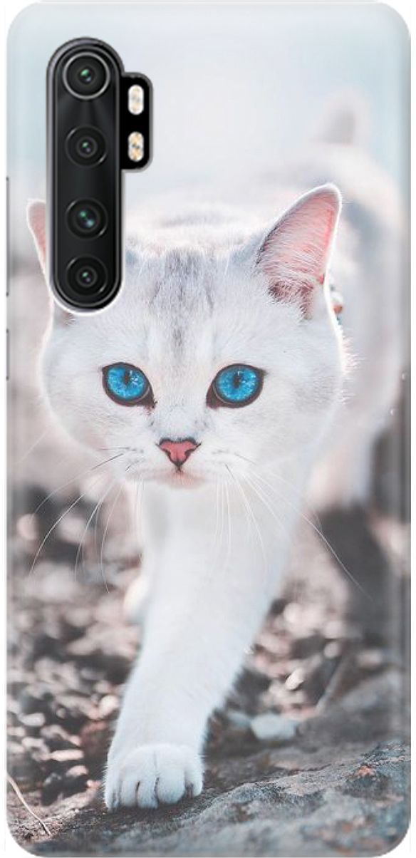 

Чехол на Xiaomi Mi Note 10 Lite "Голубоглазый кот", Белый;серый, 1600