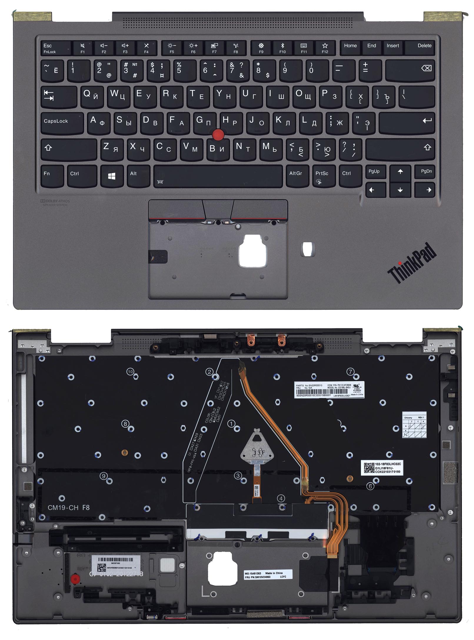 

Клавиатура для ноутбука Lenovo Thinkpad X1 Yoga 4th Gen топкейс ver.2