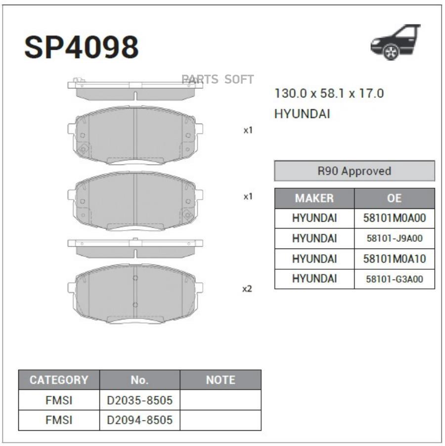 

Тормозные колодки Sangsin brake SP4098