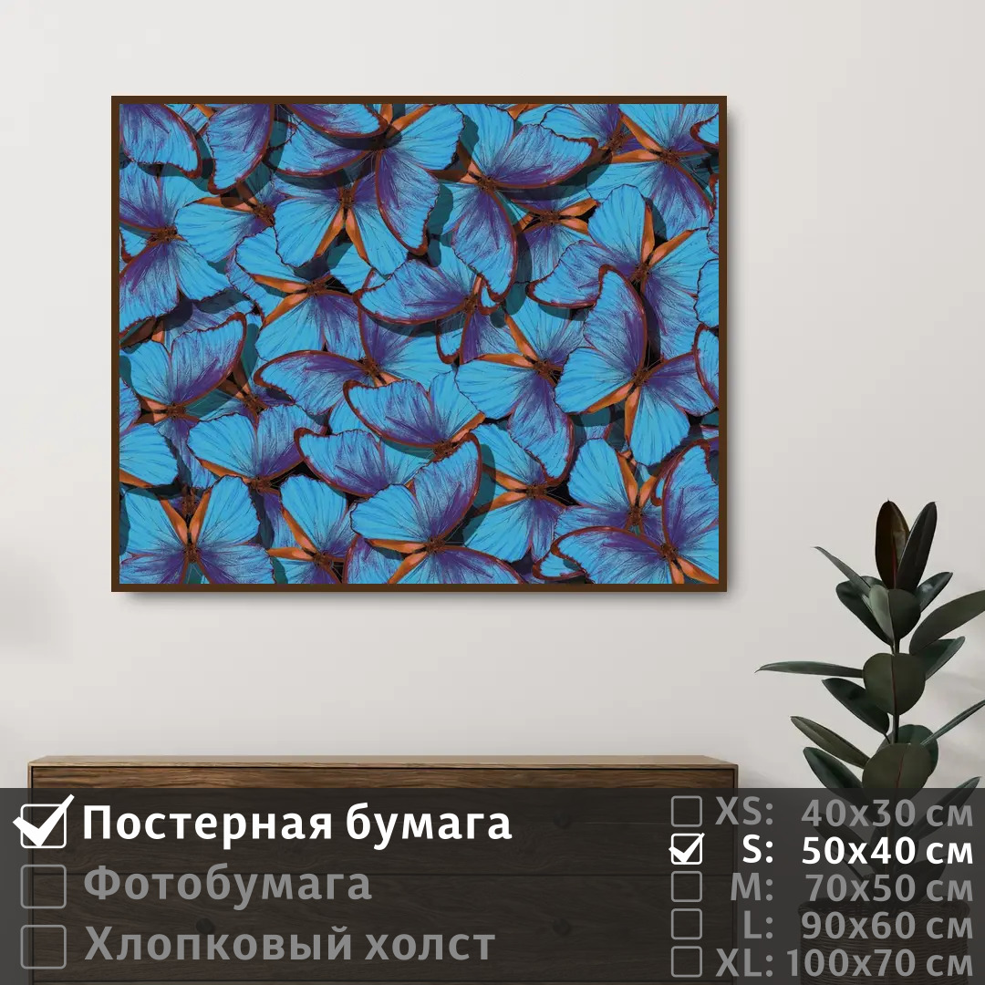 

Постер на стену ПолиЦентр Бабочки синего цвета 50х40 см, БабочкиСинегоЦвета