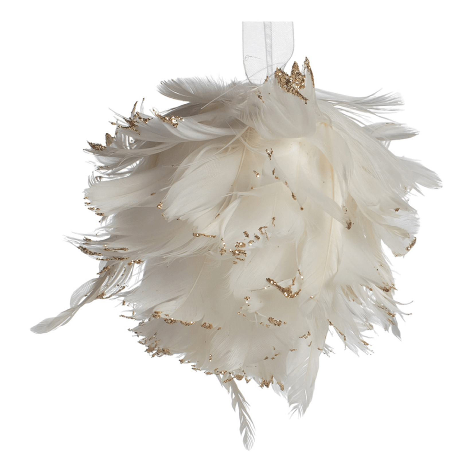Елочный шар Santas World из перьев белый 12 см 399₽