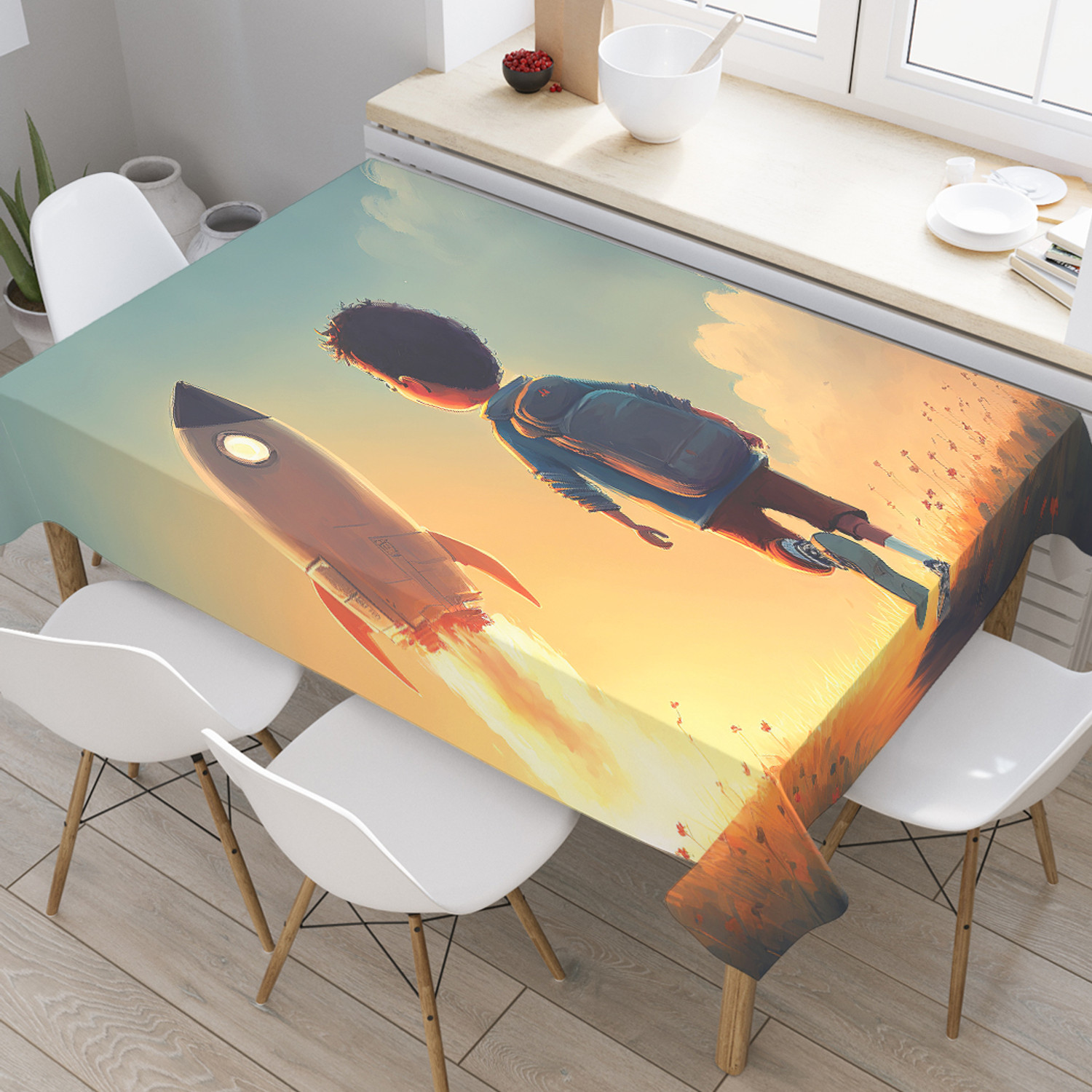 

Прямоугольная скатерть JoyArty Милая мордочка 120х145, Белый