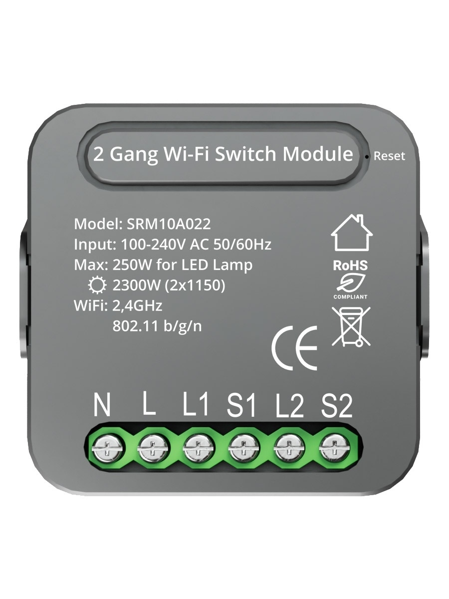 фото Умный модуль выключателя roximo srm10a022 двухканальный