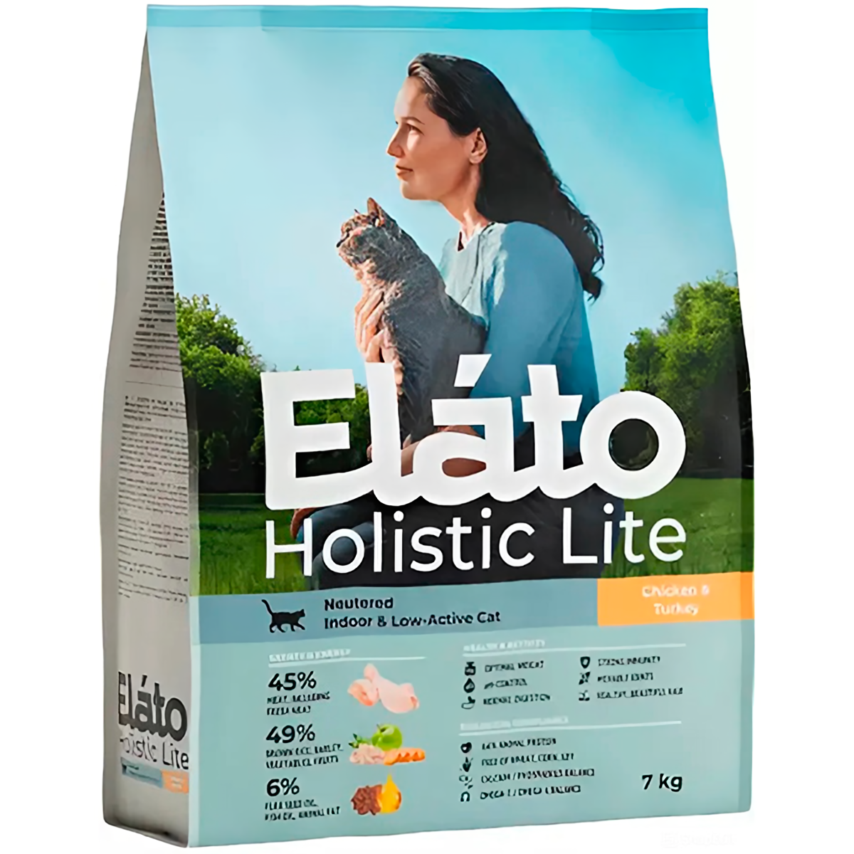 Сухой корм для кошек Elato Holistic Lite, для стерилизованных, курица и индейка, 7 кг